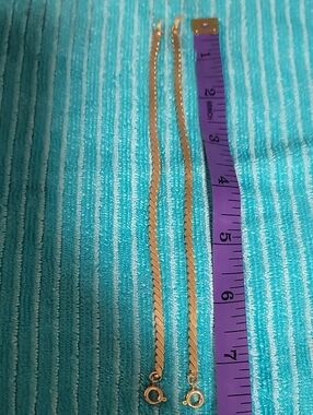 Korea STAMPED Gold-Tone Herringbone Chain  Bracelet/Anklet Pair - Unbranded